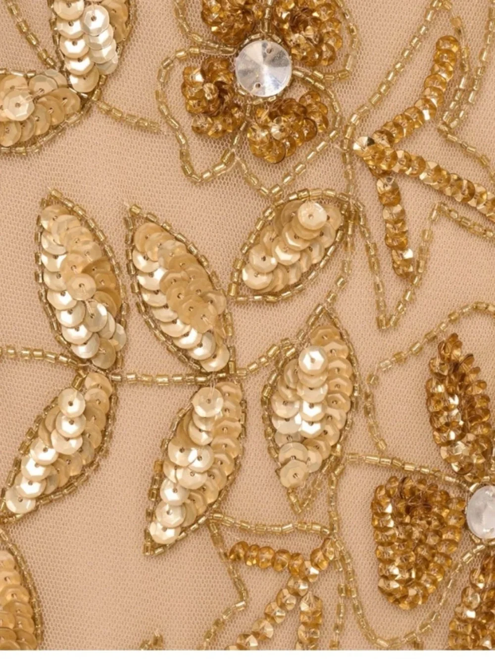 Adrianna Papell Gold Beaded Sequin Mesh Tulle Maxi Gown Dress NWT SZ 6 GALA MOB - Picture 5 of 10